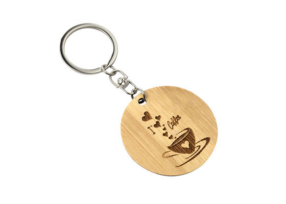 Bambu Dilim Sevimli Metal Anahtarlık Yuvarlak 32mm Düz Çinko Alaşım