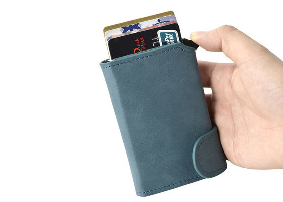 RFID Kredi Kartı Düzenleyici Cüzdan Ekleme PU Deri UV Baskı Alüminyum