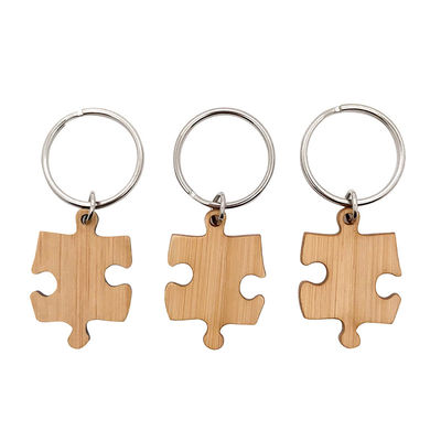 Bambu Ahşap Eşleştirme Puzzle Anahtarlık Gravür UV Baskı