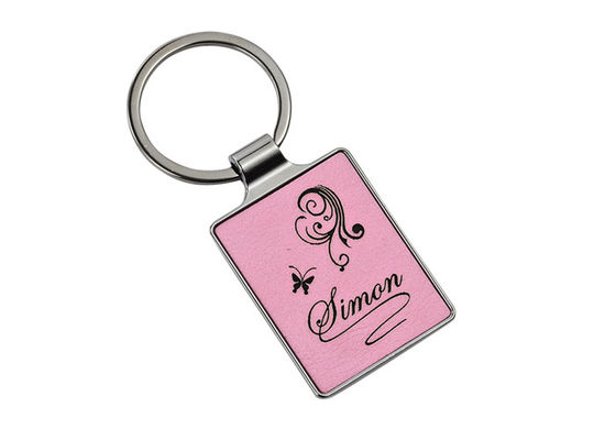 Lazer Gravür Logo Deri Anahtarlıklar 55mm 4mm Pembe Anahtarlık Reklam