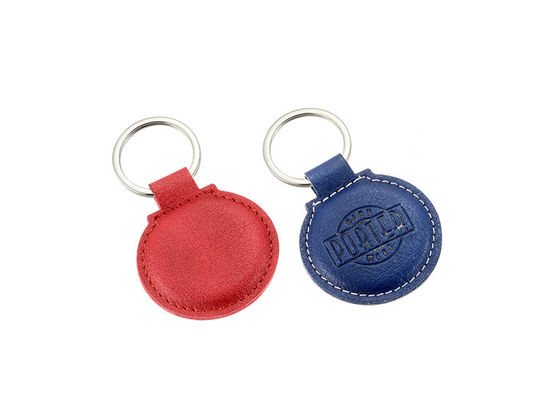 Kabartma Logo PU Deri Anahtarlık Tutucu Yuvarlak 6.5mm Kalınlık