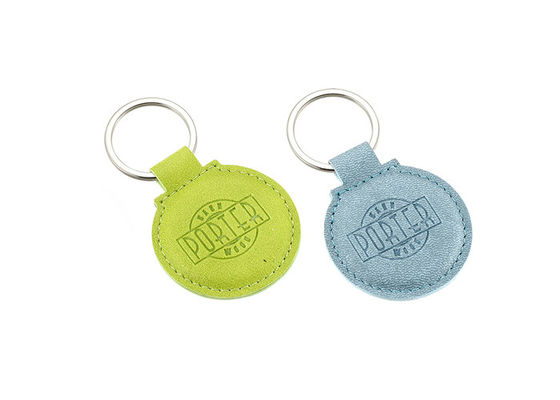 Kabartma Logo PU Deri Anahtarlık Tutucu Yuvarlak 6.5mm Kalınlık
