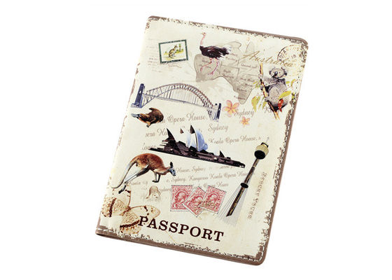 Seyahat Baskı PU Pasaport Kılıfı Deri Kabartmalı Logo Kişiselleştirilmiş Pasaport Cüzdanı